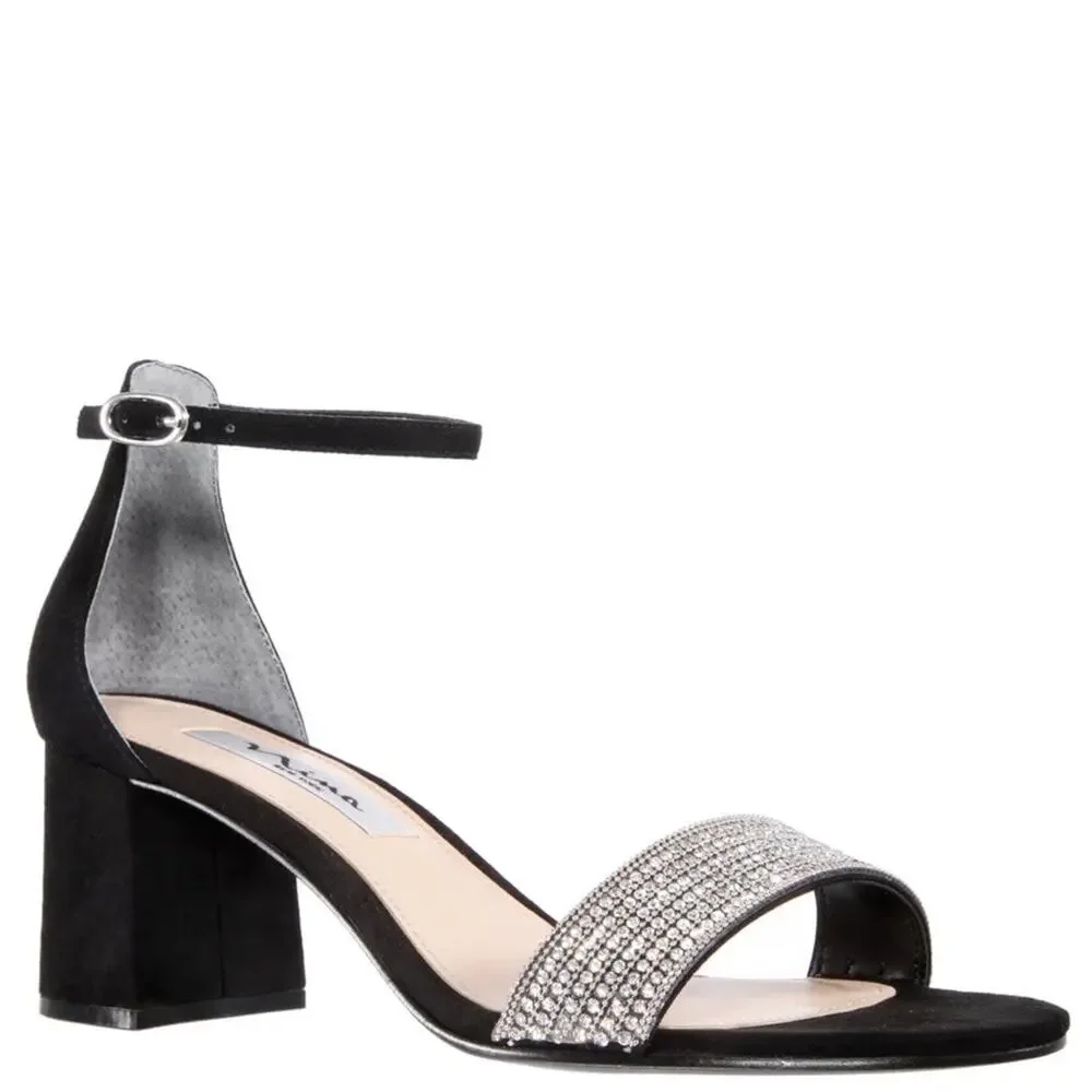 BOGO Nina Eloise True Black Glam Suede Sandal Size 6 New